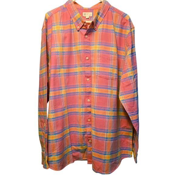 Gap NWT pink plaid standard fit oxford button down shirt - Picture 1 of 5